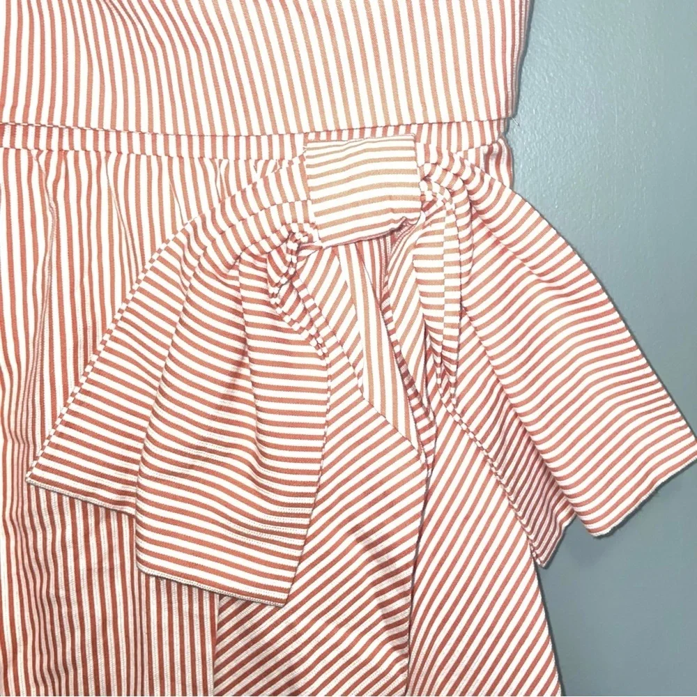 Judith March Orange and White Seersucker Strapless Dress Medium - Picture 2 of 10